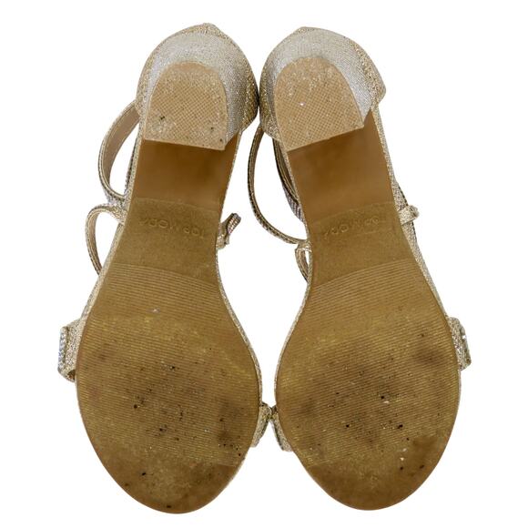 Top Moda Rosa-66 Gold Rhinestone Sparkle Ankle Strap Heels Size 8 - Picture 7 of 13